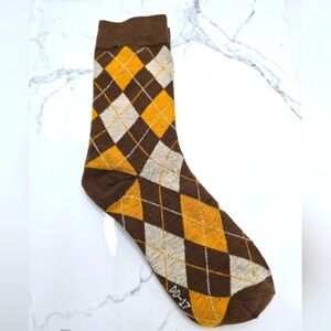Bohemian | Argyle tan brown maximalist print preppy tube socks